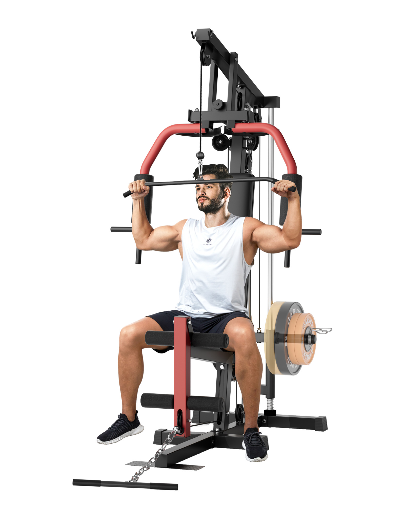Home Gym Leg Extension Machine - 5 in 1多機能ホームジム機器：ラットプルダウン、チェストプレス、レッグエクステンション、シーテッドローを備えた全身トレーニングマシン