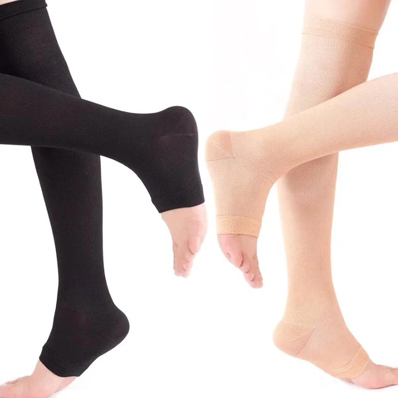Seated Calf Raise - 1組のつま先から膝までの圧迫ソックス、弾性ふくらはぎサポートストッキング、静脈瘤用、循環促進、医療用圧迫ウェア