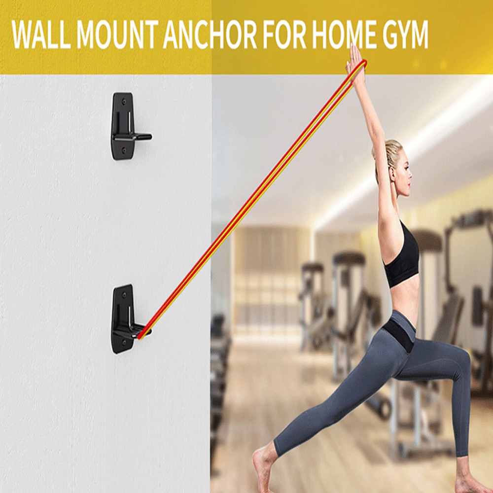 Home Gym Exercise - 3個入り ブラック エクササイズバンド用ウォールアンカー 炭素鋼製 50x76x47mm ホームジム用ウォールアンカー