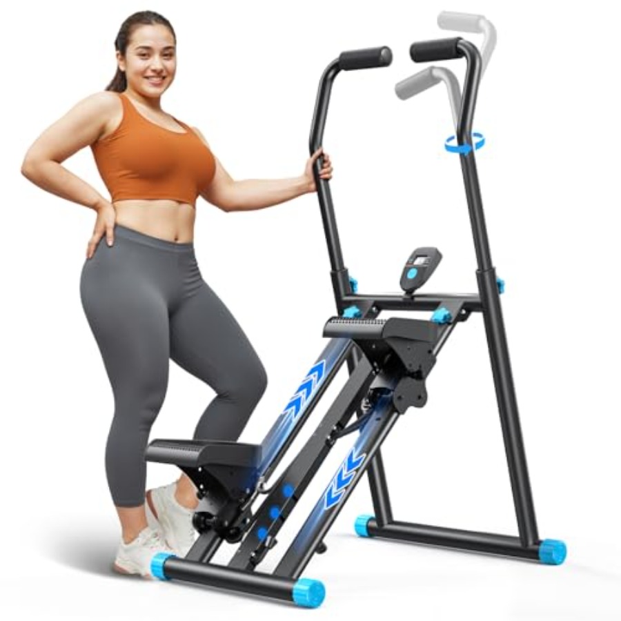Home Gym Designs - ホームジムステアステッパー：スチールフレーム、黒色、3段階抵抗、調整可能なペダル、コンパクトな折りたたみ設計で高効率化