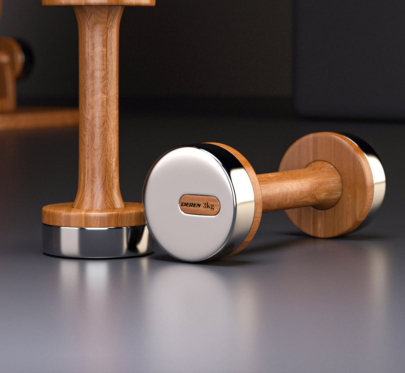 Home Gym Designs - 木製＆スチール製調整可能ダンベルセット、ホームジム用、男性女性向け筋力トレーニング器具、腕用コンパクト設計で簡単収納