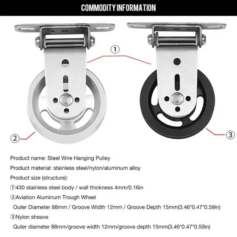 Home Gym Designs - ミュート回転式ステンレス鋼プーリーホイール壁掛けデザイン交換部品、カスタムホームジムトレーニングギア用