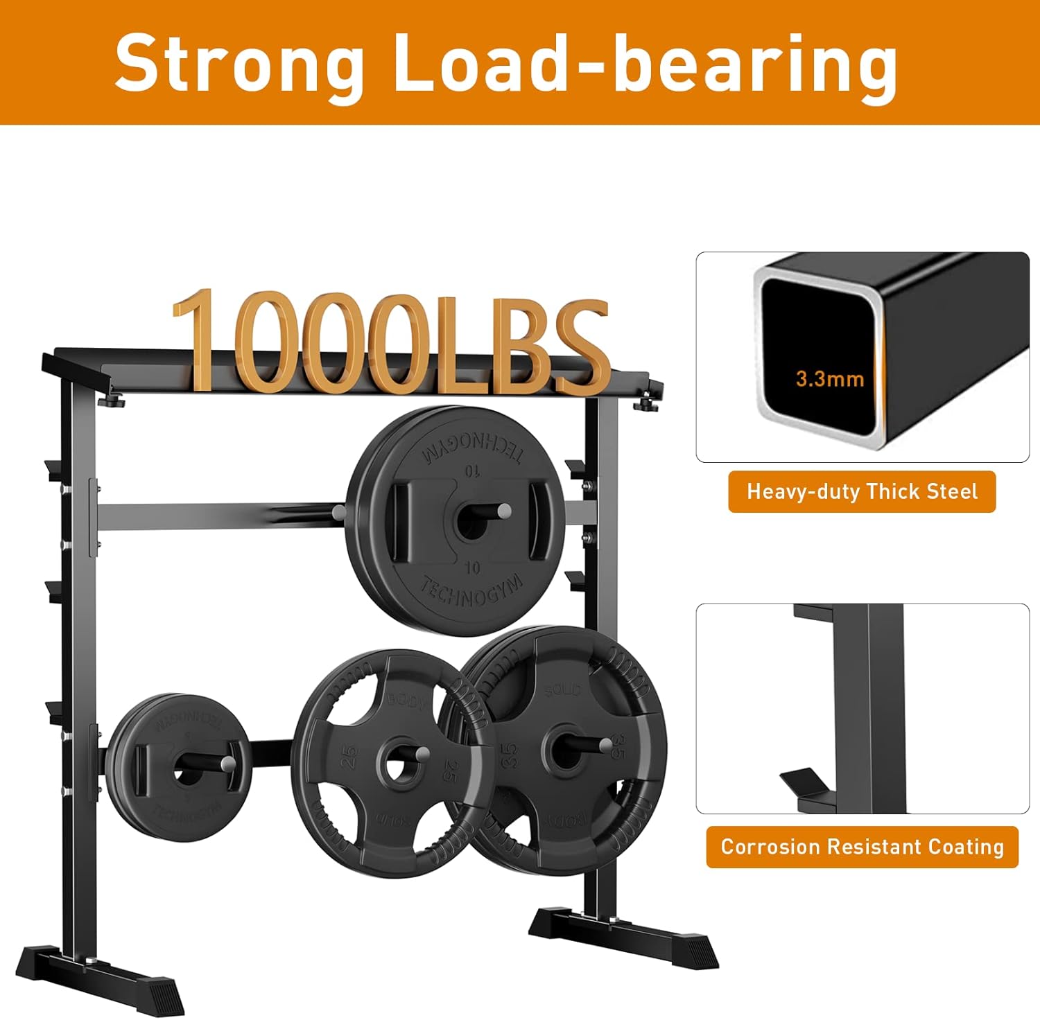 ホームジム筋力トレーニングウェイト収納ラック - 金属製、黒 - Home Gym Designs のレビューと価格