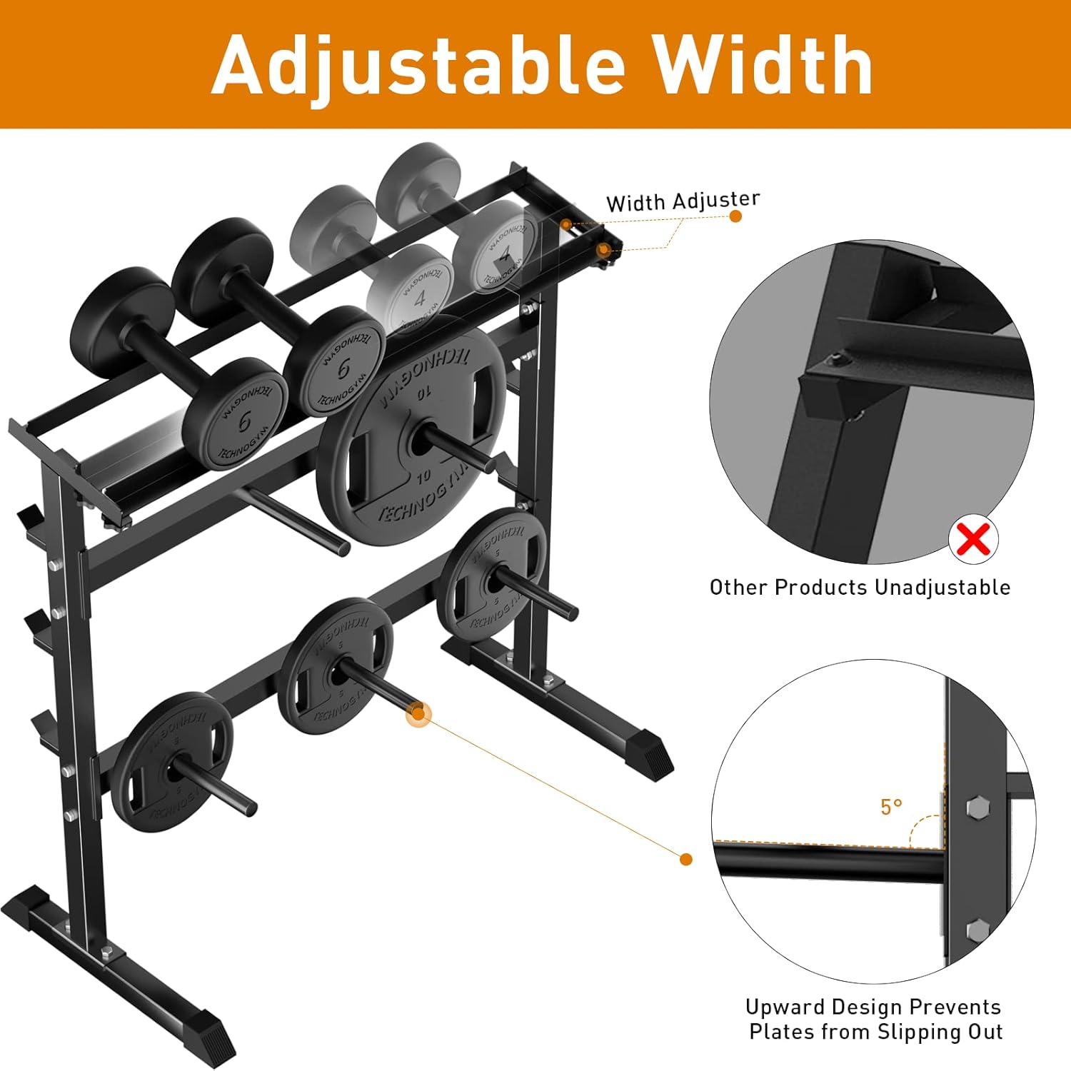 ホームジム筋力トレーニングウェイト収納ラック - 金属製、黒 - Home Gym Designs のレビューと価格