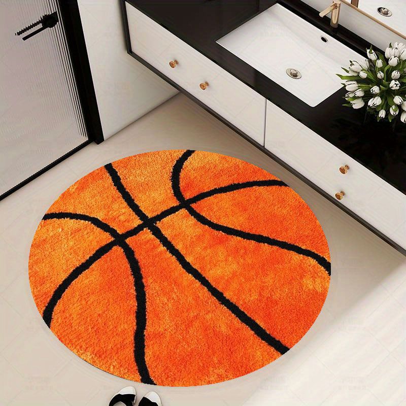 バスケットボール柄ラウンドラグフランネルソフトホームデコレー - Home Gym Designs のレビューと価格