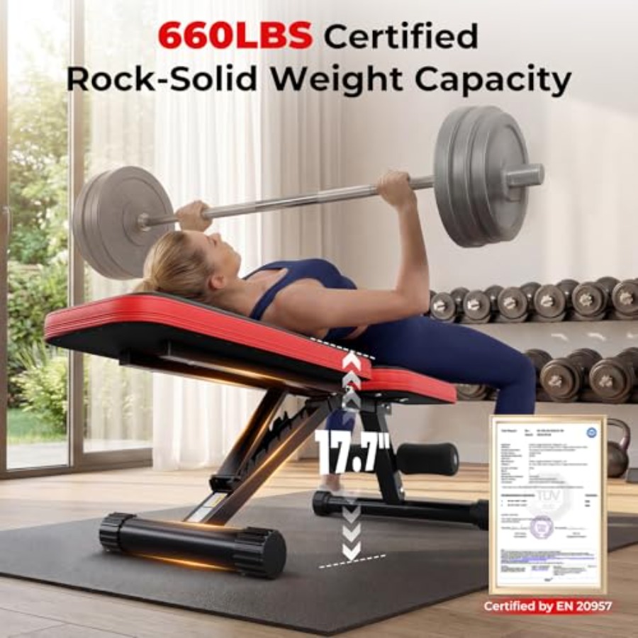 ホームジム用調整可能ウェイトベンチ、9段階背もたれ調整、スチ - Home Gym Designs のレビューと価格